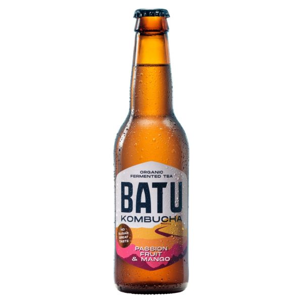 Batu Kombucha Passion fruit mango suikervrij, BIO 12x33cl